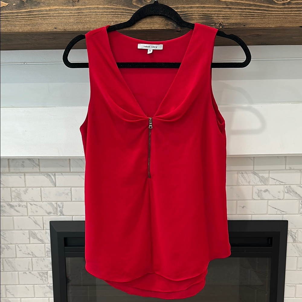 Naked Zebra Red Sleeveless Tank Top with zipper 4 for $20